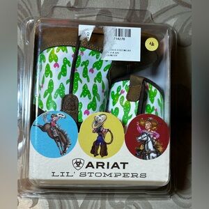 NWT Ariat Lil' Stompers Baby 4 Cowgirl Western Boots, Cactus- Brown, Green, Pink